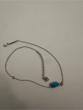 Kendra Scott Silver Necklace with Turquoise Blue Oval Stone